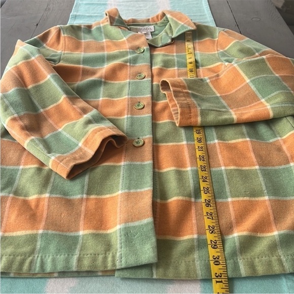 Escada Margaretha Ley Orange & Green Plaid Cashmere Wool Shirt Jacket - Picture 10 of 13